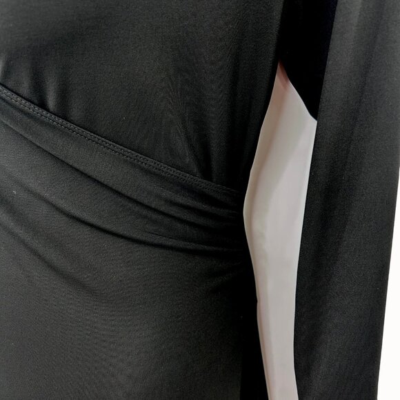 Talbots Black Faux Wrap Dress 3/4 Sleeves Knee Length - 8 Work, Party - Picture 2 of 4